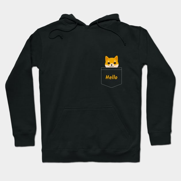 Hello Cute Shiba Inu In Your Pocket Hoodie by CLPDesignLab